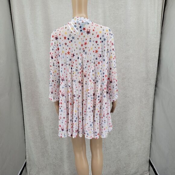Ali Miles Women's Star Printed Mesh Open Front Kimono 3/4 Sleeves Cardigan - Picture 6 of 16